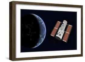 The Hubble Space Telescope in Earth Orbit-null-Framed Art Print