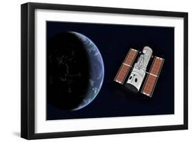 The Hubble Space Telescope in Earth Orbit-null-Framed Art Print