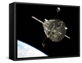 The Hubble Space Telescope in Orbit Above Earth-null-Framed Stretched Canvas