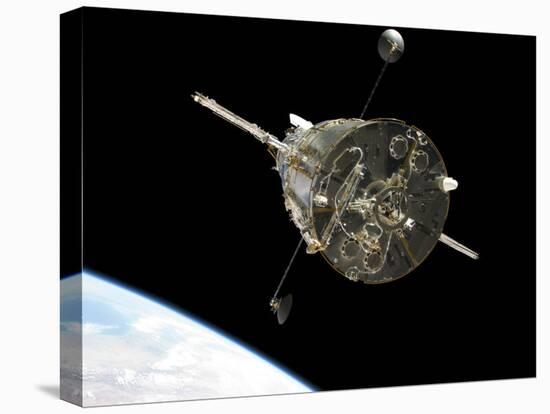 The Hubble Space Telescope in Orbit Above Earth-null-Stretched Canvas