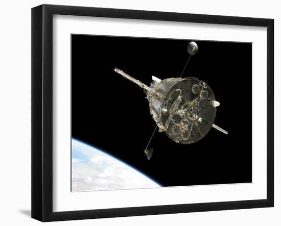 The Hubble Space Telescope in Orbit Above Earth-null-Framed Photographic Print