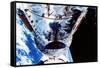 The Hubble Space Telescope Orbiting the Earth, C1990S-null-Framed Stretched Canvas