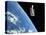 The Hubble Space Telescope with a Blue Earth in the Background-Stocktrek Images-Stretched Canvas