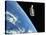 The Hubble Space Telescope with a Blue Earth in the Background-Stocktrek Images-Stretched Canvas