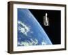 The Hubble Space Telescope with a Blue Earth in the Background-Stocktrek Images-Framed Photographic Print