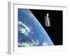 The Hubble Space Telescope with a Blue Earth in the Background-Stocktrek Images-Framed Photographic Print