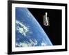The Hubble Space Telescope with a Blue Earth in the Background-Stocktrek Images-Framed Photographic Print