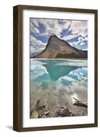 The Huge Rock Of The Triangular Form Is Reflected In Emerald Waters Of Cold Mountain Lake-kavram-Framed Photographic Print