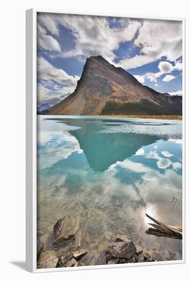 The Huge Rock Of The Triangular Form Is Reflected In Emerald Waters Of Cold Mountain Lake-kavram-Framed Photographic Print