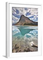 The Huge Rock Of The Triangular Form Is Reflected In Emerald Waters Of Cold Mountain Lake-kavram-Framed Photographic Print