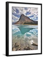 The Huge Rock Of The Triangular Form Is Reflected In Emerald Waters Of Cold Mountain Lake-kavram-Framed Photographic Print
