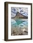 The Huge Rock Of The Triangular Form Is Reflected In Emerald Waters Of Cold Mountain Lake-kavram-Framed Photographic Print