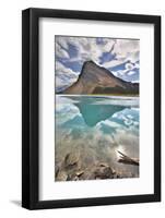 The Huge Rock Of The Triangular Form Is Reflected In Emerald Waters Of Cold Mountain Lake-kavram-Framed Photographic Print