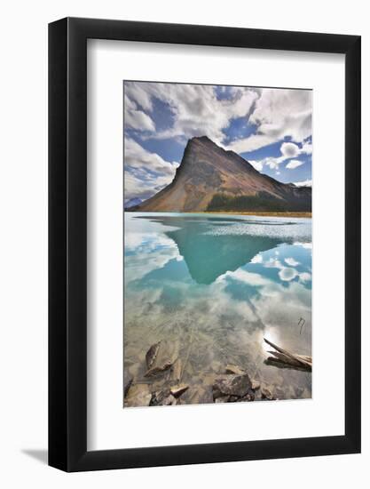 The Huge Rock Of The Triangular Form Is Reflected In Emerald Waters Of Cold Mountain Lake-kavram-Framed Photographic Print