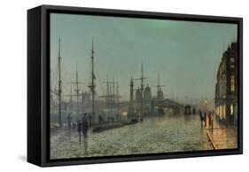 The Hull-Docks by Night-John Atkinson Grimshaw-Framed Stretched Canvas