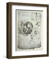 The Human Foetus in the Womb, Facsimile Copy-Leonardo da Vinci-Framed Premium Giclee Print