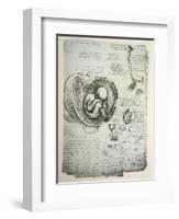 The Human Foetus in the Womb, Facsimile Copy-Leonardo da Vinci-Framed Premium Giclee Print