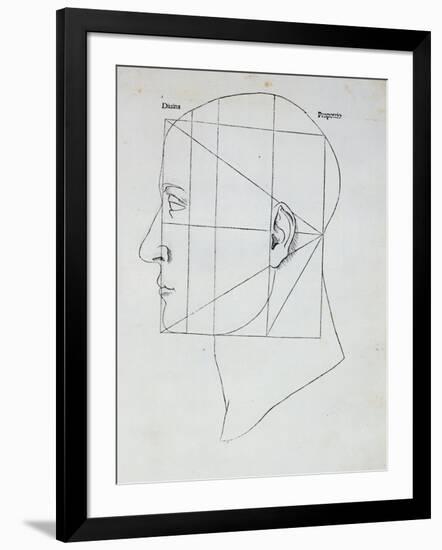 The Human Head, Illustration for 'Divina Proportione'-Leonardo da Vinci-Framed Giclee Print