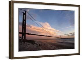 The Humber Bridge at Dusk, East Riding of Yorkshire, Yorkshire, England, United Kingdom, Europe-Mark Sunderland-Framed Photographic Print