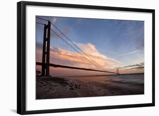 The Humber Bridge at Dusk, East Riding of Yorkshire, Yorkshire, England, United Kingdom, Europe-Mark Sunderland-Framed Photographic Print