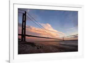 The Humber Bridge at Dusk, East Riding of Yorkshire, Yorkshire, England, United Kingdom, Europe-Mark Sunderland-Framed Photographic Print