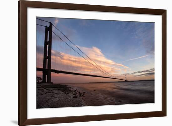 The Humber Bridge at Dusk, East Riding of Yorkshire, Yorkshire, England, United Kingdom, Europe-Mark Sunderland-Framed Photographic Print