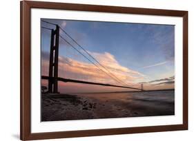 The Humber Bridge at Dusk, East Riding of Yorkshire, Yorkshire, England, United Kingdom, Europe-Mark Sunderland-Framed Photographic Print