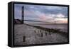 The Humber Bridge at Dusk, East Riding of Yorkshire, Yorkshire, England, United Kingdom, Europe-Mark Sunderland-Framed Stretched Canvas