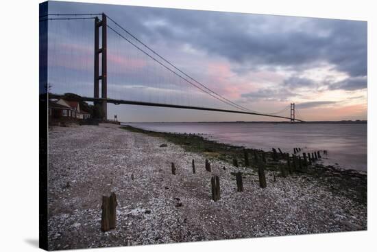 The Humber Bridge at Dusk, East Riding of Yorkshire, Yorkshire, England, United Kingdom, Europe-Mark Sunderland-Stretched Canvas