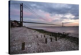 The Humber Bridge at Dusk, East Riding of Yorkshire, Yorkshire, England, United Kingdom, Europe-Mark Sunderland-Stretched Canvas