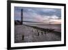 The Humber Bridge at Dusk, East Riding of Yorkshire, Yorkshire, England, United Kingdom, Europe-Mark Sunderland-Framed Photographic Print