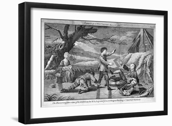 The Humorous Diversion of Sliding on the Ice, C1745-Benjamin Cole-Framed Giclee Print