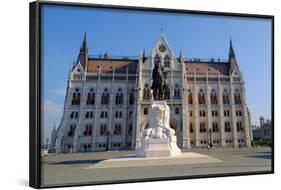 The Hungarian Parliament Building and Statue of Gyula Andressy, Budapest, Hungary, Europe-Carlo Morucchio-Framed Photographic Print