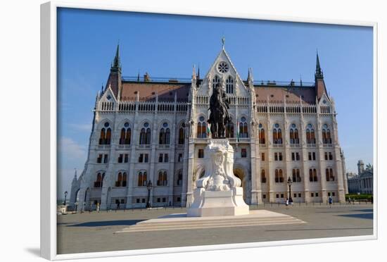 The Hungarian Parliament Building and Statue of Gyula Andressy, Budapest, Hungary, Europe-Carlo Morucchio-Framed Photographic Print