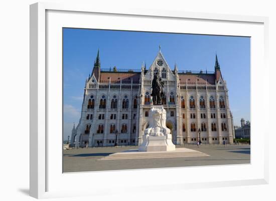 The Hungarian Parliament Building and Statue of Gyula Andressy, Budapest, Hungary, Europe-Carlo Morucchio-Framed Photographic Print