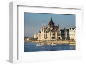 The Hungarian Parliament on the Banks of the River Danube, Budapest, Hungary, Europe-Michael Runkel-Framed Photographic Print