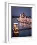 The Hungarian Parliament on the River Danube with the Chain Bridge, Budapest, Hungary-Karen Deakin-Framed Photographic Print
