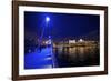The Hungerford Pedestrian over the Thames in London, at Night-Richard Wright-Framed Photographic Print