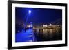 The Hungerford Pedestrian over the Thames in London, at Night-Richard Wright-Framed Photographic Print