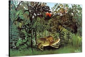 The Hungry Lion-Henri Rousseau-Stretched Canvas