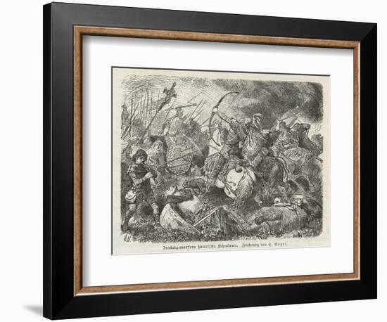 The Huns Under Attila are Defeated by the Visigoths and Romans Commanded by Aetius at Chalons-Hermann Vogel-Framed Art Print