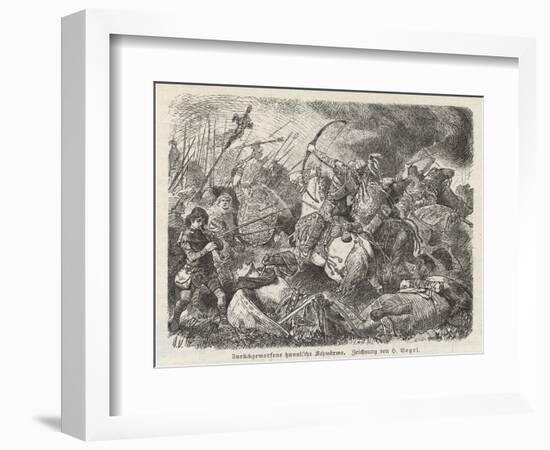 The Huns Under Attila are Defeated by the Visigoths and Romans Commanded by Aetius at Chalons-Hermann Vogel-Framed Art Print