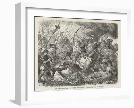 The Huns Under Attila are Defeated by the Visigoths and Romans Commanded by Aetius at Chalons-Hermann Vogel-Framed Art Print