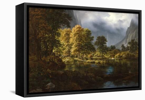 The hunt near Konigssee, 1832 by Thomas Fearnley-Erik Theodor Werenskiold-Framed Stretched Canvas