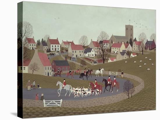 The Hunt Riding Through the Village, 1986-Vincent Haddelsey-Stretched Canvas