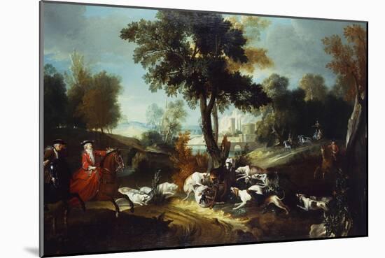 The Hunt with Wolf; La Chasse Au Loop-Jean Baptiste Oudry (Attr to)-Mounted Giclee Print