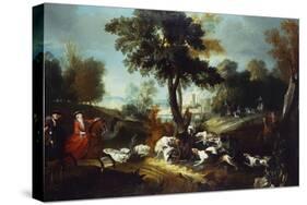 The Hunt with Wolf; La Chasse Au Loop-Jean Baptiste Oudry (Attr to)-Stretched Canvas