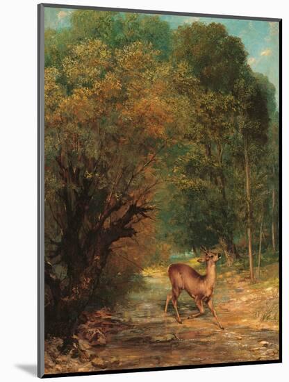 The Hunted Roe Deer on the Alert-Gustave Courbet-Mounted Giclee Print