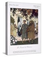 The Hunters on their Way, Illustration from 'La Belle Jardinere' Autumn 1922-null-Stretched Canvas