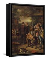 The Hurdy-Gurdy Player-Jan Havicksz. Steen-Framed Stretched Canvas